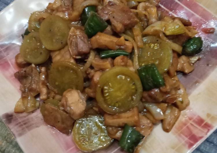 Oseng tetelan tomat ijo tempe semangit