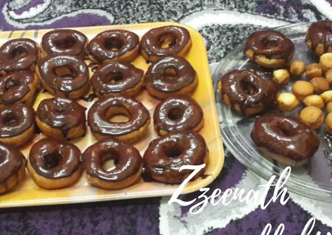 Homemade Chocolate Glazed Doughnuts and Mini Doughnuts