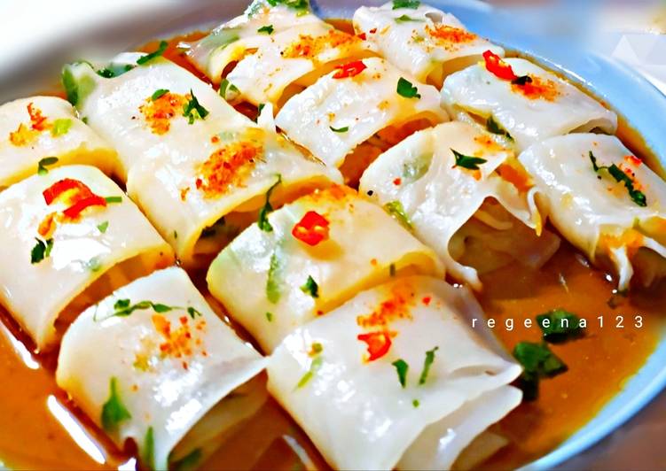 Resep Cheong fun dimsum/ rice noodle roll yang Lezat