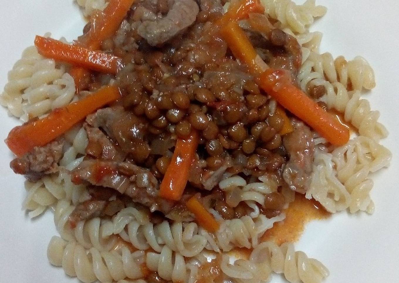 Fideos con Salsa y Lentejas ๐ค๐๐