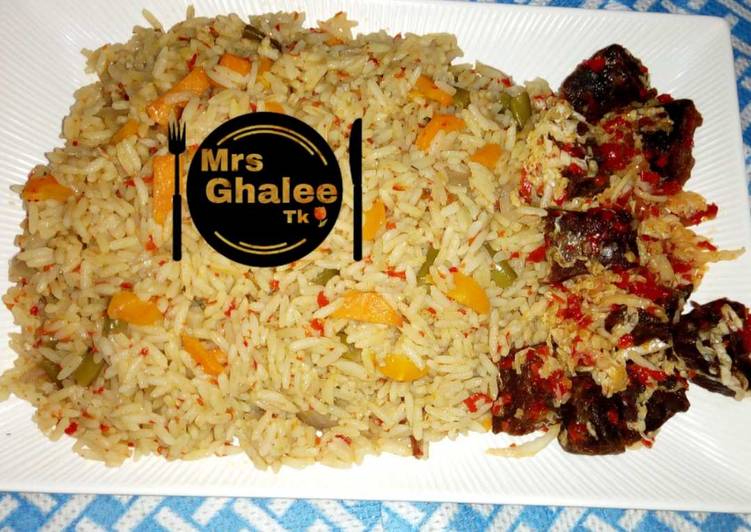 Step-by-Step Guide to Prepare Speedy Jallof Rice with meat cabbage sauce