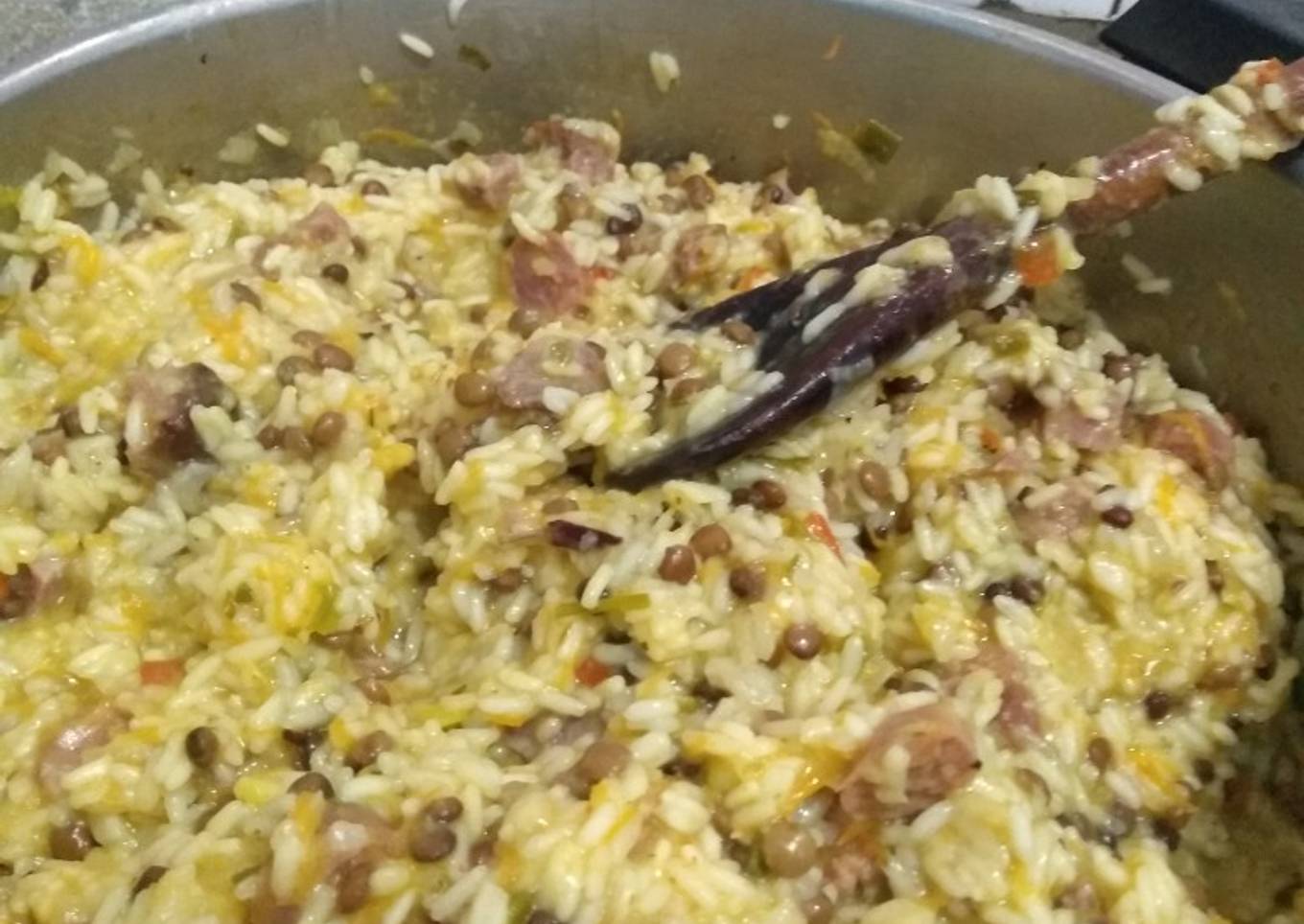 Guiso de Arroz y lentejas