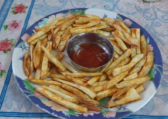 Crispy sweet potatoes spicy french fries