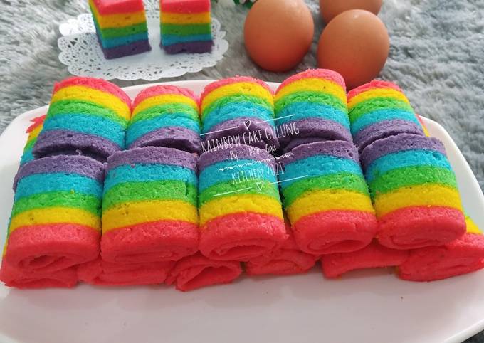 Rainbow Cake Kukus Putih Telur