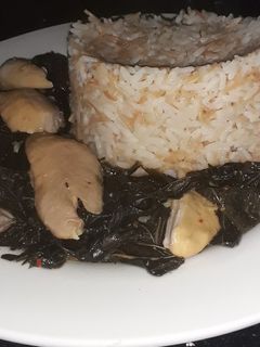 صورة لوصفة رز وملوخية 🌿