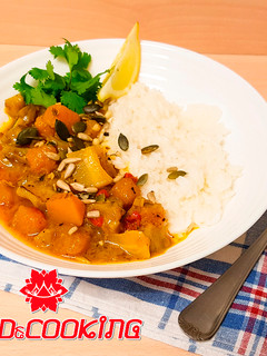Una foto de Curry Rojo de Calabaza y Brócoli