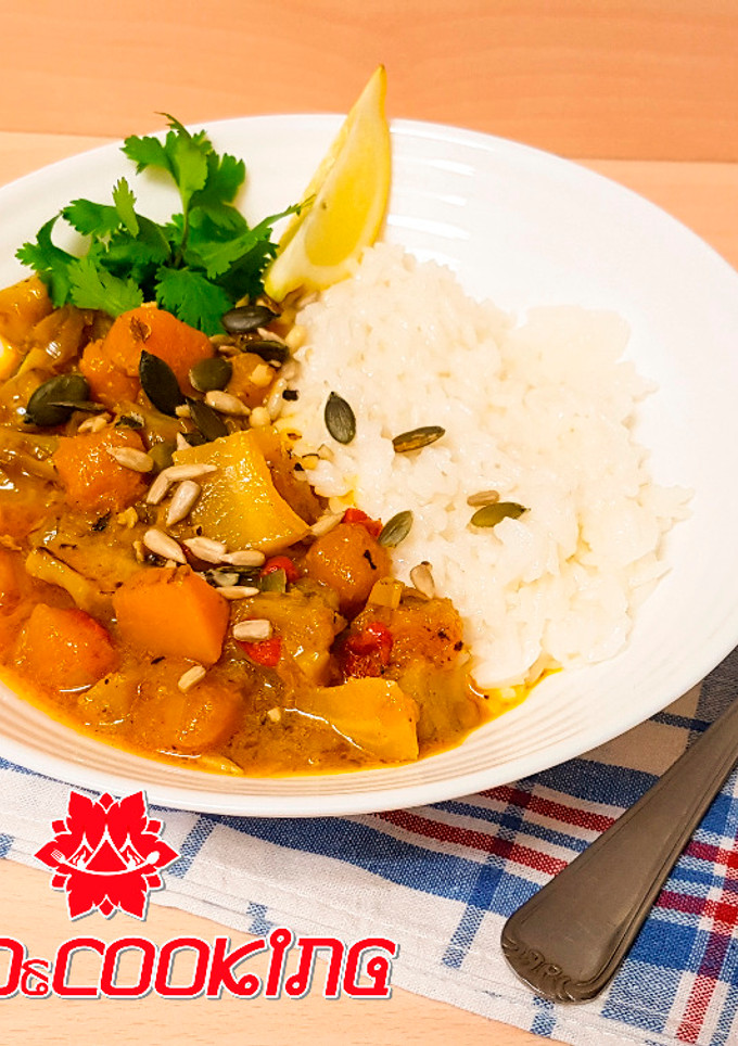 Una foto de Curry Rojo de Calabaza y Brócoli