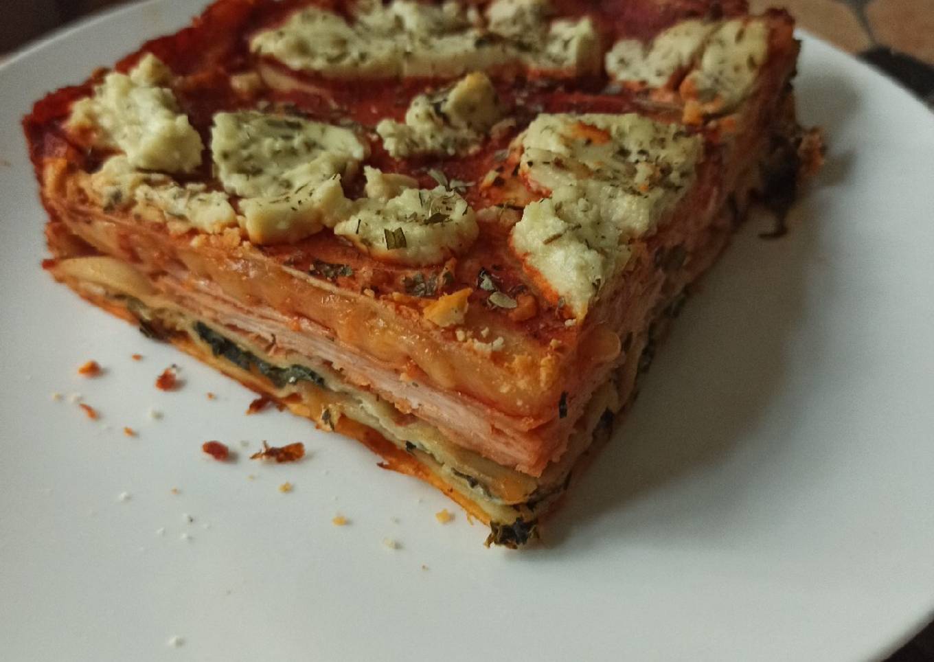 Lasagna con pechuga de pavo