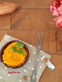 Une photo de Purée de patate douce, carotte et orange