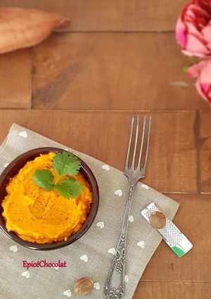 Une photo de Purée de patate douce, carotte et orange