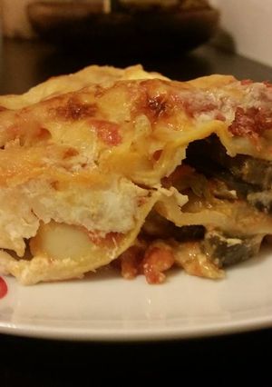 Une photo de Lasagne courgettes/aubergines et chèvre frais