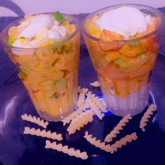 Pasta mayonnaise shots A picture of Pasta mayonnaise shots.
