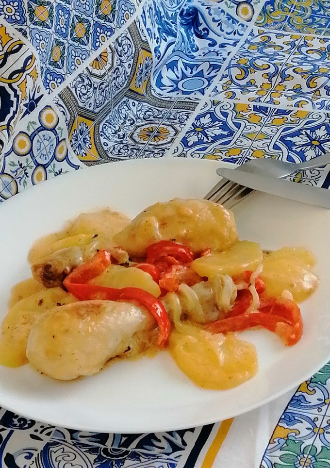 Una foto de Pollo con nata