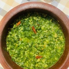A picture of Pumpkin Greens with Mung dal.