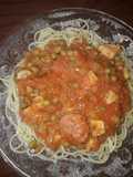 Salsa de pollo chori y arvejas