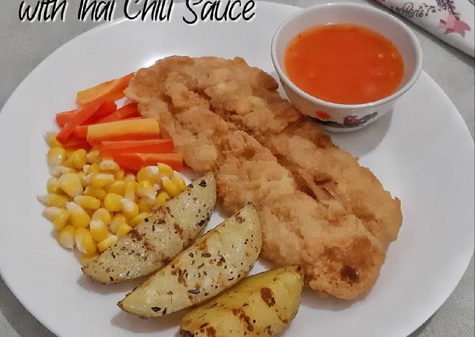 Fish and Chips with Thai Sweet Chili Sause