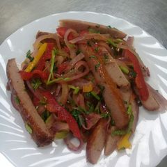 A picture of Stir fried beef sausages. #AuthorMarathon.
