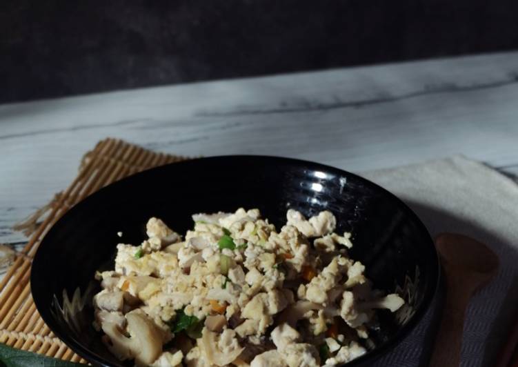 Resep Iri-tofu (Orak arik tahu dan sayur) 煎り豆腐の煮物の作り方 Scrambled Vegetables &amp; Tofu Anti Gagal