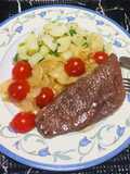 Picanha Encebollada con Ensalada de papas!