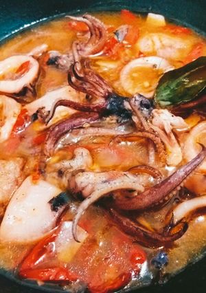 Foto resep Cumi basah pedas