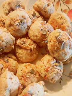 A picture of Healthy cookies filled with nuts, seeds, coconut and banana. 🤗.