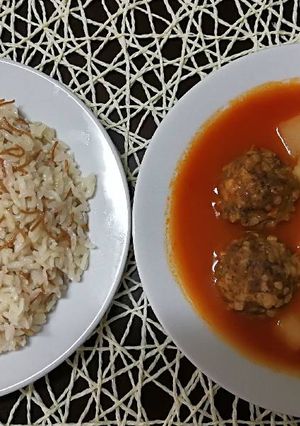 A picture of Dawood Basha Kofta with Vermicelli Rice.