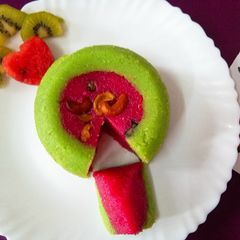 Kesari cake delite - kiwi, watermelon dual kesari A picture of Kesari cake delite - kiwi, watermelon dual kesari.
