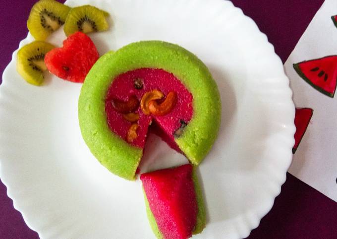 Easiest Way to Make Any-night-of-the-week Kesari cake delite - kiwi, watermelon dual kesari