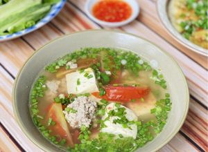 Hình của món Canh Đậu Hũ Thịt Bằm.