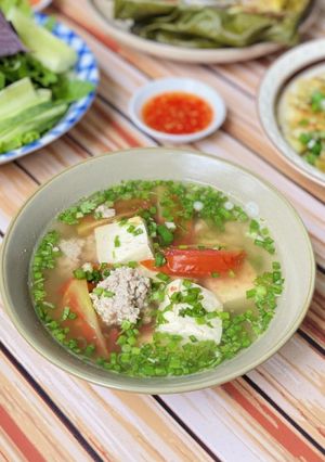 Hình của món Canh Đậu Hũ Thịt Bằm.