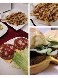 A picture of Veggie Burger & Homemade Fries.