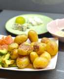 Patatas al vapor en microondas, con salmón ahumado y majonesa: Cena rápida y facilísima!