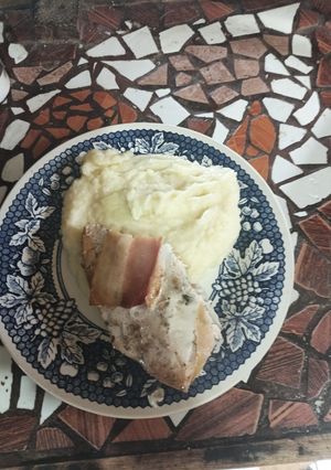 Una foto de Albacora al horno con puré