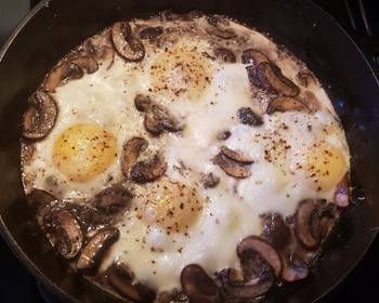 Fast Cooking Methods Baked Eggs with Mushrooms and Cheese Most Delicious