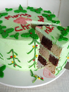 A picture of Checkerboard cake.
