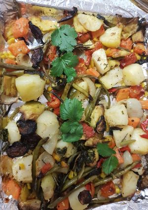 A picture of My Mixed Roasted Veg dish. 😁.