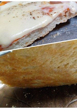 Una foto de Pizza muy crocante 👏👏👏 al fin lo logré!!!