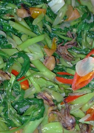 Foto resep Tumis kangkung buncis cumi asin