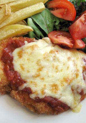 A picture of Chicken Parma.