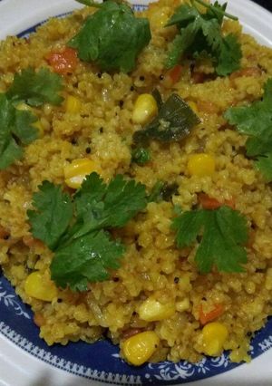 A picture of Dalia upma (broken wheat upma).