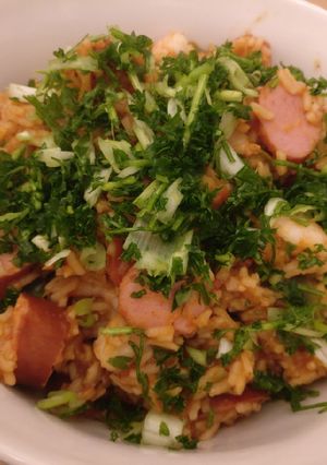 A picture of Sausage & Prawn Jambalaya.