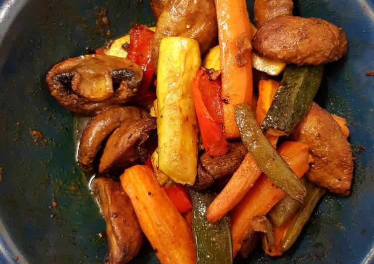 Recipe of Award-winning My Roasted Tumeric Mushrooms &amp; Veg 💜