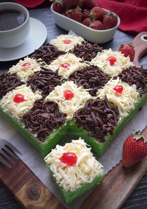 Foto resep Brownies Kukus Pandan Coklat Keju