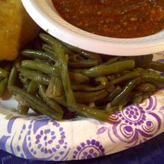 A picture of Fried green beans and onions.