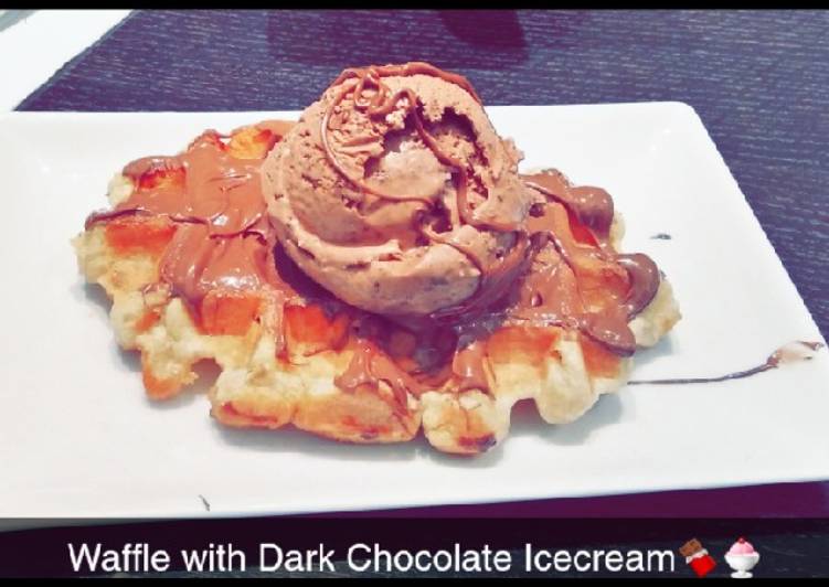 Choco waffle with dark chocolate Icecream🍫🍨