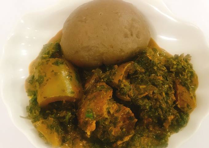 Vegetable soup and amala