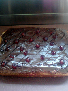 A picture of choc cherry ripe cake.