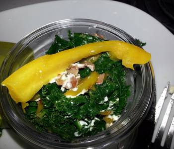 Popular Cuisine Sauted kale with Rosemary herbed ham and goat cheese Yummy