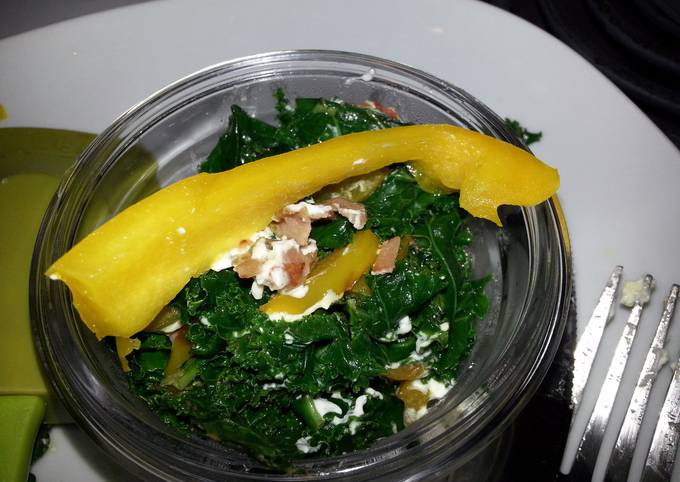 Sauted kale with Rosemary herbed ham and goat cheese