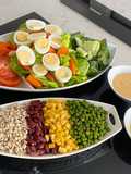 Boiled Eggs Salad Mini Bar with Spicy Yogurt Salad Dressing